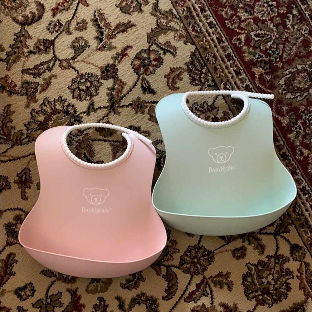 BabyBjorn Pink and Green Bibs Modern Minimalist Design